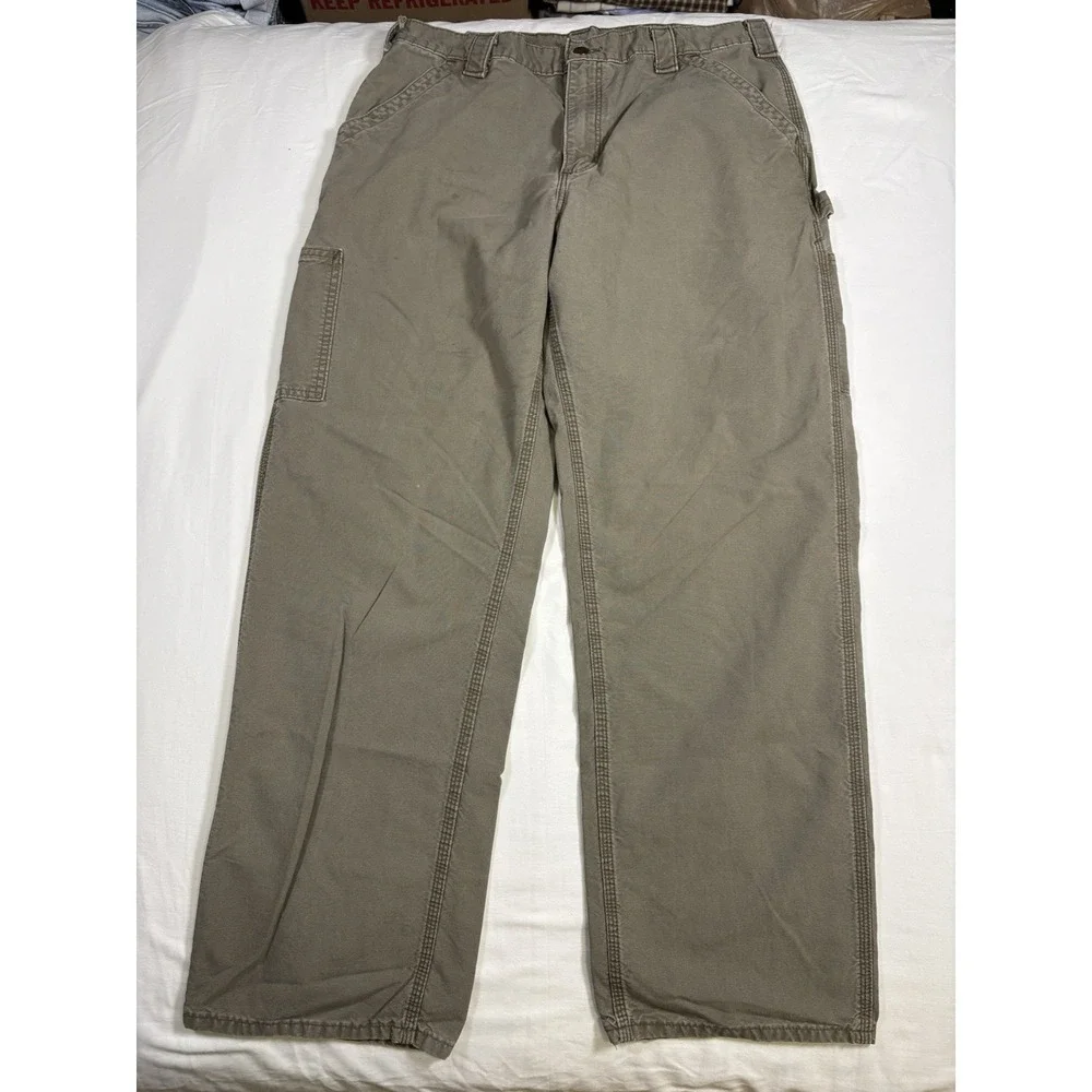 Carhartt B151 LBR Canvas Carpenter Pants Mens 35x32 Light Brown Work Dungaree